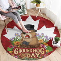 Funny Groundhog Day Round Carpet Canadian Maple Leaf - Wonder Print Shop
