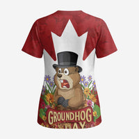 Funny Groundhog Day Scrub Top Canadian Maple Leaf - Wonder Print Shop