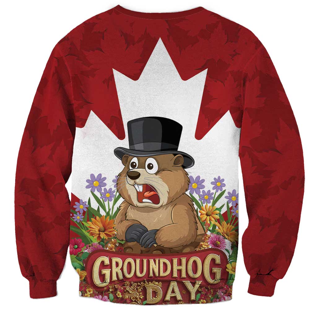 Funny Groundhog Day Sweatshirt Canadian Maple Leaf - Wonder Print Shop