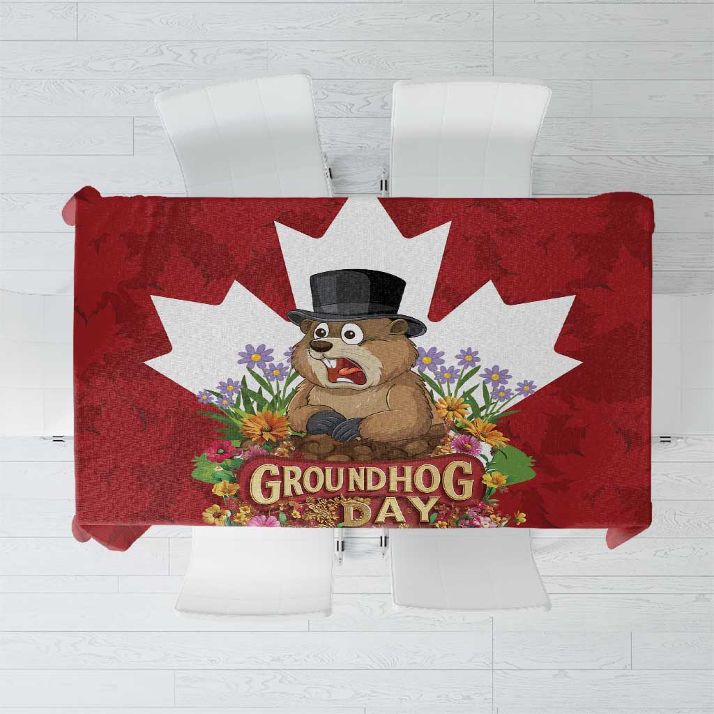 Funny Groundhog Day Tablecloth Canadian Maple Leaf - Wonder Print Shop