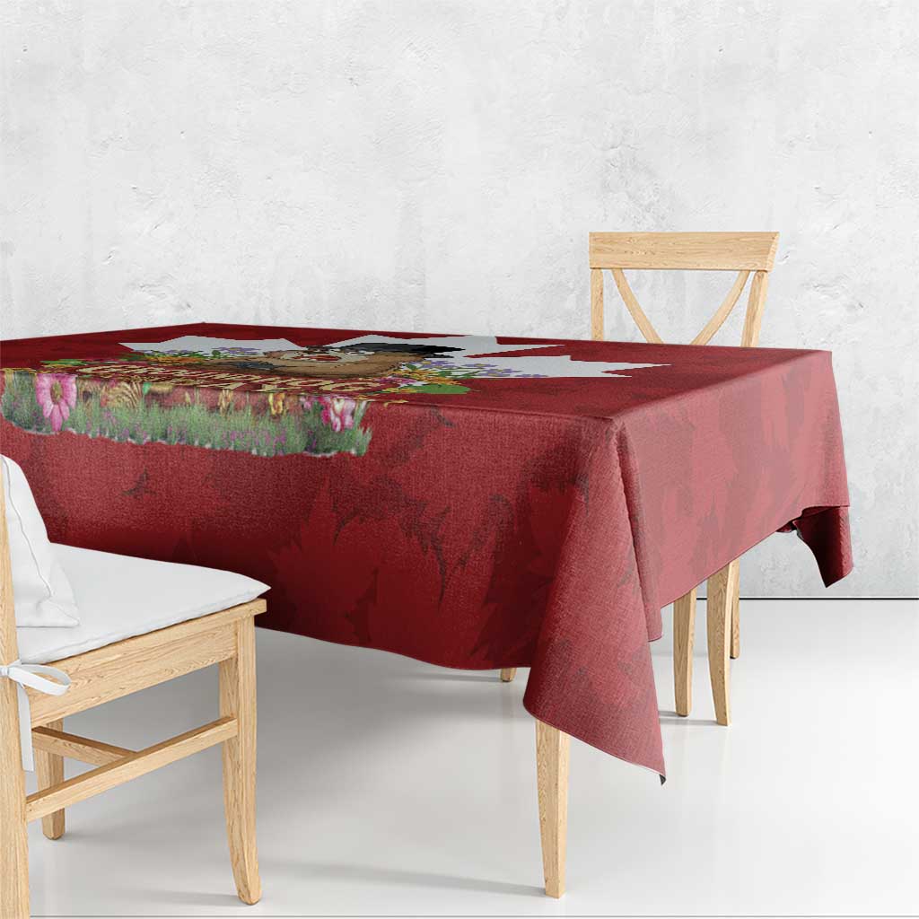 Funny Groundhog Day Tablecloth Canadian Maple Leaf - Wonder Print Shop