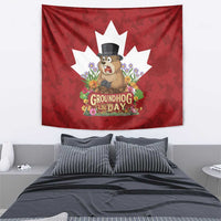 Funny Groundhog Day Tapestry Canadian Maple Leaf - Wonder Print Shop