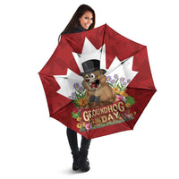 Funny Groundhog Day Umbrella Canadian Maple Leaf - Wonder Print Shop
