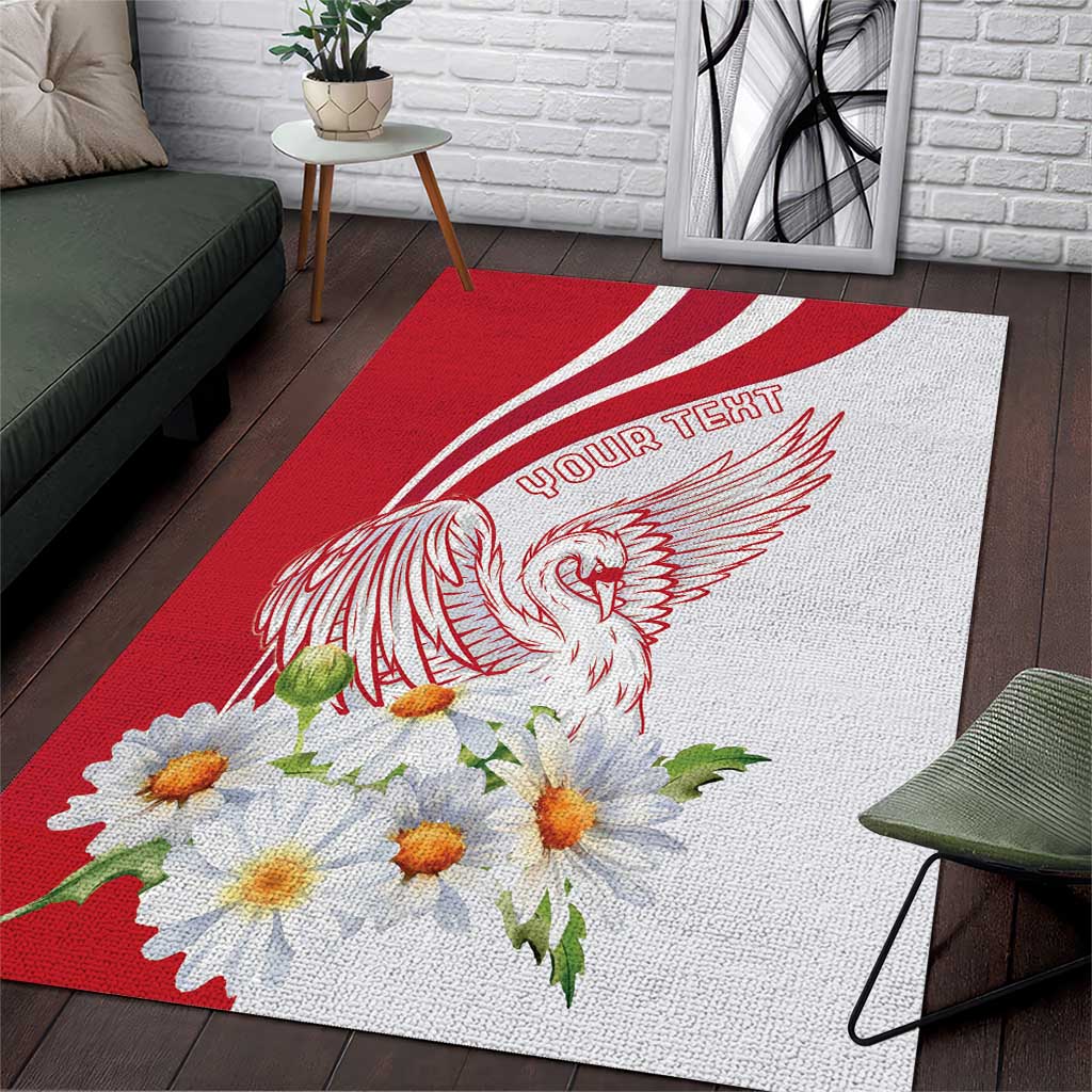 Personalized Denmark Area Rug Mute Swan With Marguerite Daisy