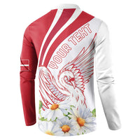 Personalized Denmark Button Sweatshirt Mute Swan With Marguerite Daisy