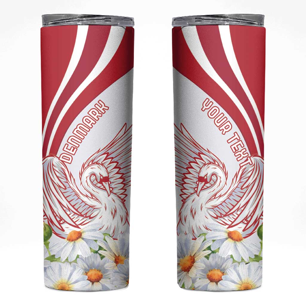 Personalized Denmark Skinny Tumbler Mute Swan With Marguerite Daisy