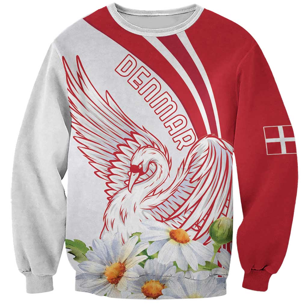 Personalized Denmark Sweatshirt Mute Swan With Marguerite Daisy