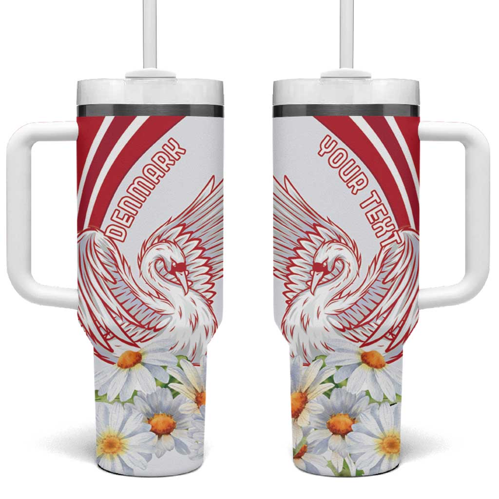 Personalized Denmark Tumbler With Handle Mute Swan With Marguerite Daisy