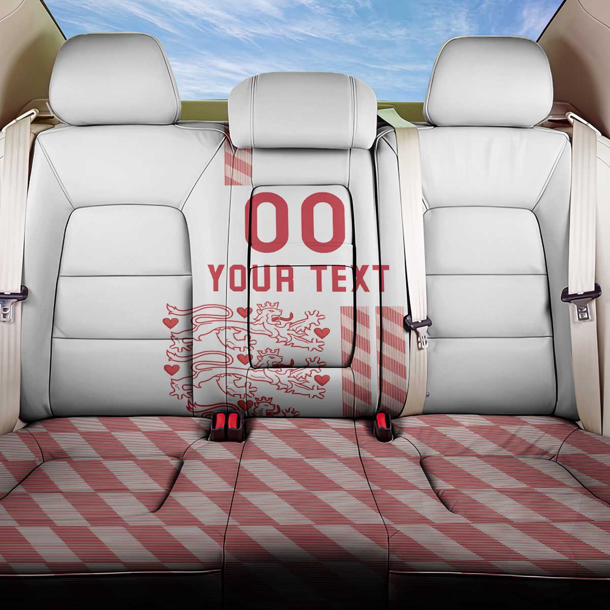 Custom Denmark Football Back Car Seat Cover Danish Dynamite White Version