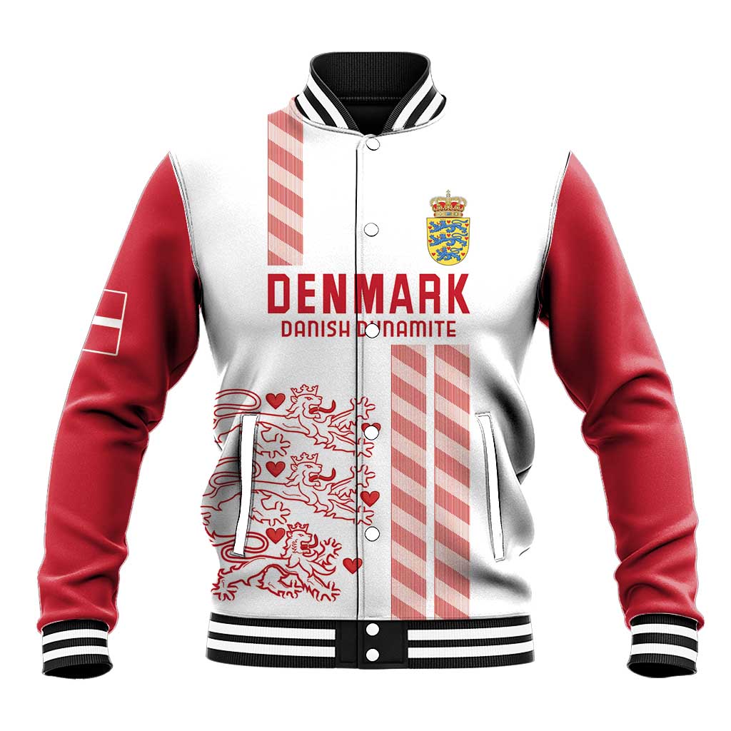 Custom Denmark Football Baseball Jacket Danish Dynamite White Version