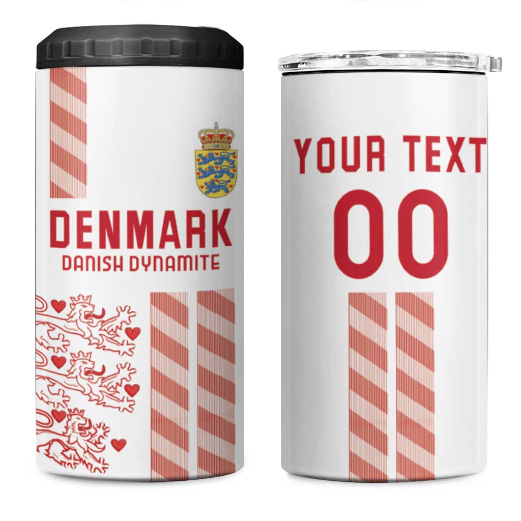 Custom Denmark Football 4 in 1 Can Cooler Tumbler Danish Dynamite White Version