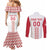 Custom Denmark Football Couples Matching Mermaid Dress and Long Sleeve Button Shirt Danish Dynamite White Version