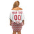 Custom Denmark Football Family Matching Off Shoulder Short Dress and Hawaiian Shirt Danish Dynamite White Version