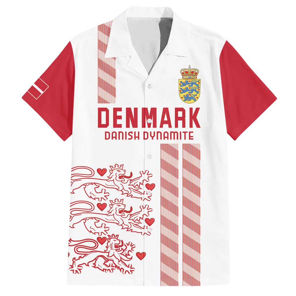 Custom Denmark Football Hawaiian Shirt Danish Dynamite White Version