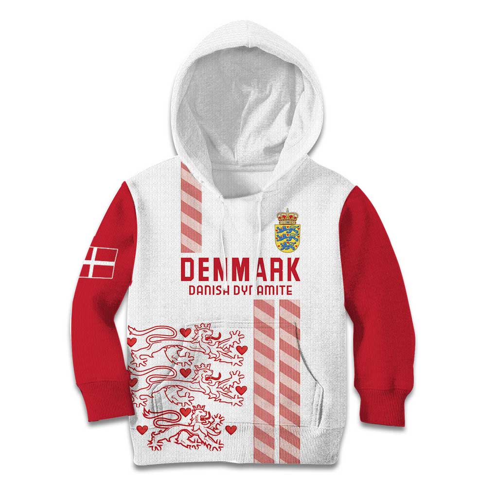 Custom Denmark Football Kid Hoodie Danish Dynamite White Version