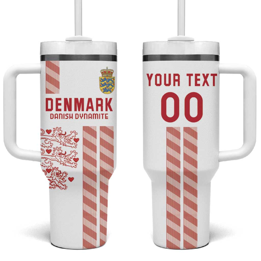 Custom Denmark Football Tumbler With Handle Danish Dynamite White Version