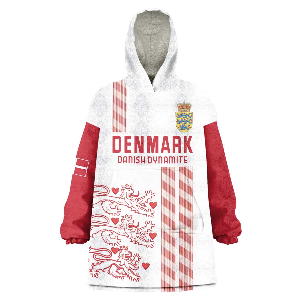 Custom Denmark Football Wearable Blanket Hoodie Danish Dynamite White Version