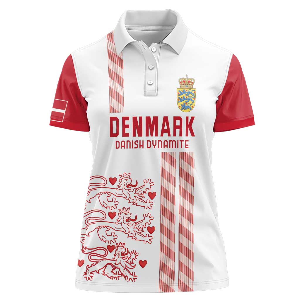 Custom Denmark Football Women Polo Shirt Danish Dynamite White Version