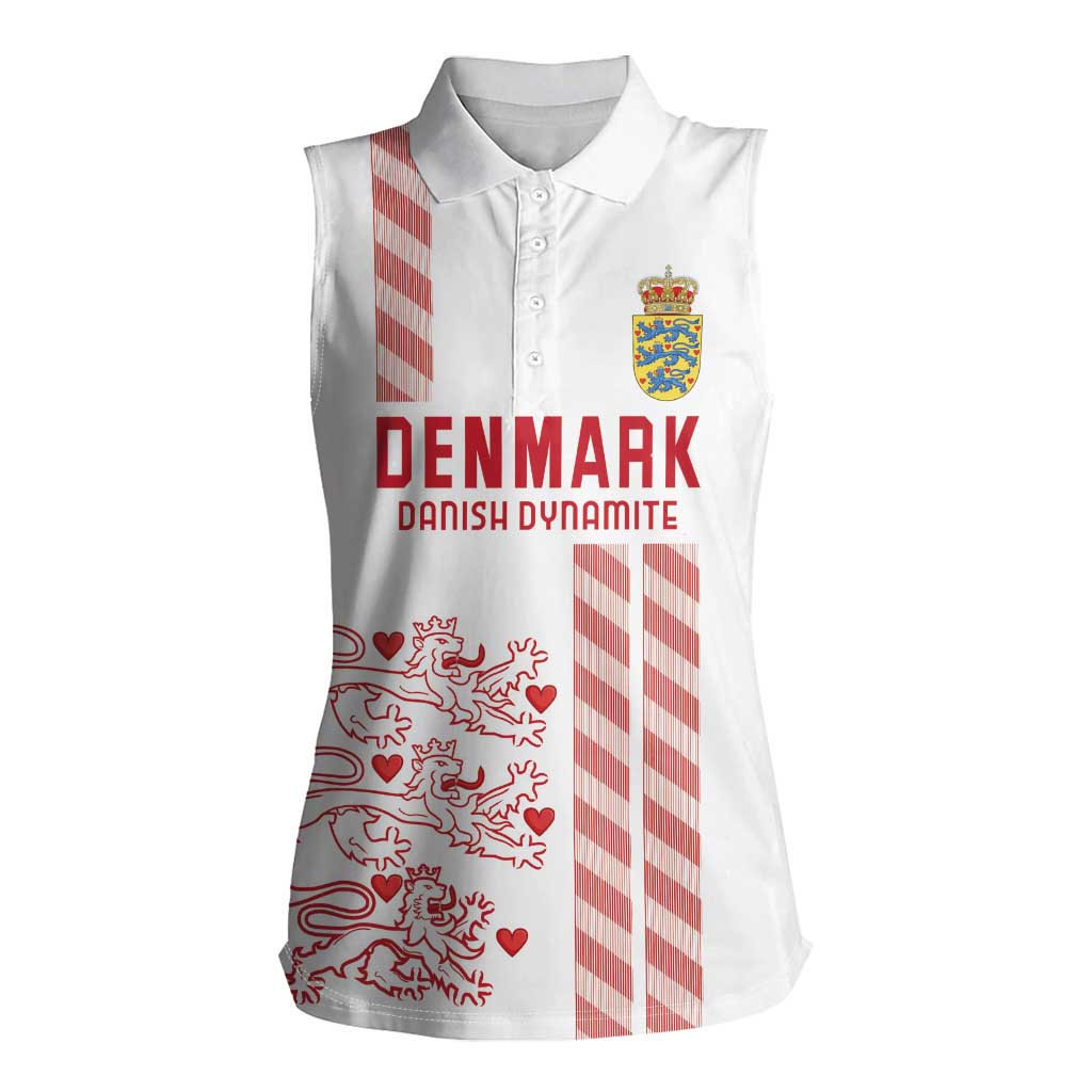 Custom Denmark Football Women Sleeveless Polo Shirt Danish Dynamite White Version