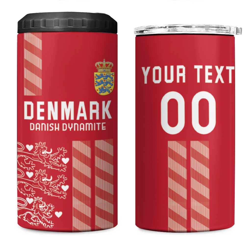 Custom Denmark Football 4 in 1 Can Cooler Tumbler Danish Dynamite Red Version