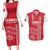 Custom Denmark Football Couples Matching Long Sleeve Bodycon Dress and Hawaiian Shirt Danish Dynamite Red Version