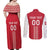 Custom Denmark Football Couples Matching Off Shoulder Maxi Dress and Long Sleeve Button Shirt Danish Dynamite Red Version