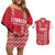 Custom Denmark Football Couples Matching Off Shoulder Short Dress and Hawaiian Shirt Danish Dynamite Red Version