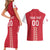 Custom Denmark Football Couples Matching Short Sleeve Bodycon Dress and Hawaiian Shirt Danish Dynamite Red Version