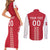 Custom Denmark Football Couples Matching Short Sleeve Bodycon Dress and Long Sleeve Button Shirt Danish Dynamite Red Version