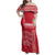 Custom Denmark Football Family Matching Off Shoulder Maxi Dress and Hawaiian Shirt Danish Dynamite Red Version