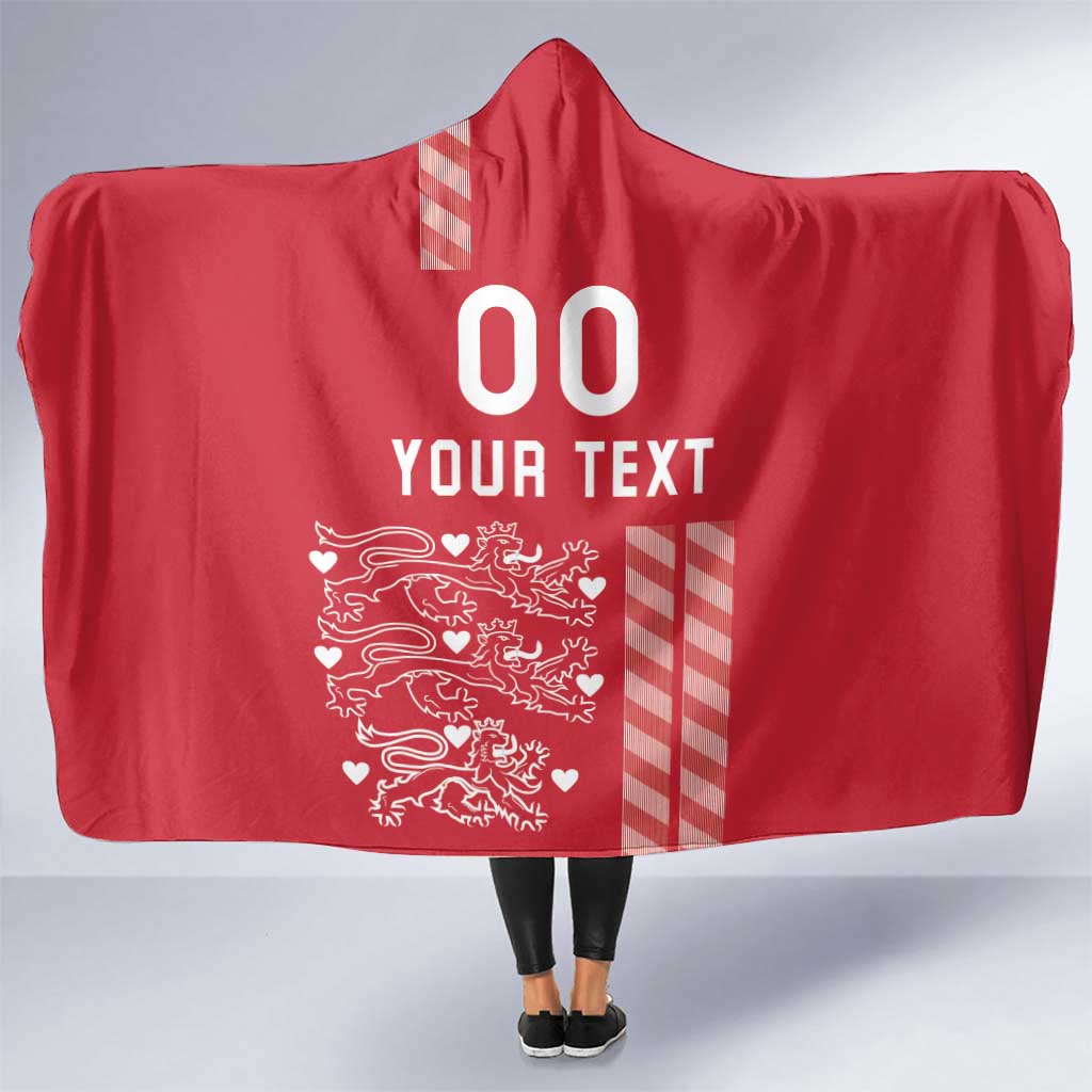 Custom Denmark Football Hooded Blanket Danish Dynamite Red Version