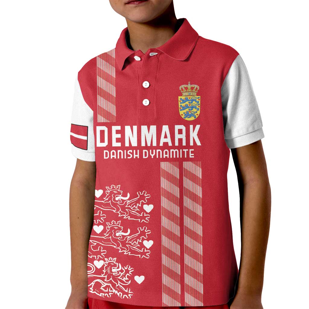 Custom Denmark Football Kid Polo Shirt Danish Dynamite Red Version