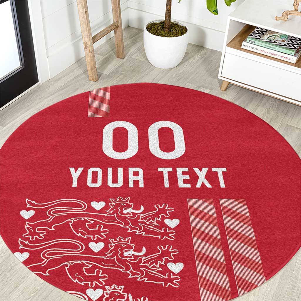 Custom Denmark Football Round Carpet Danish Dynamite Red Version