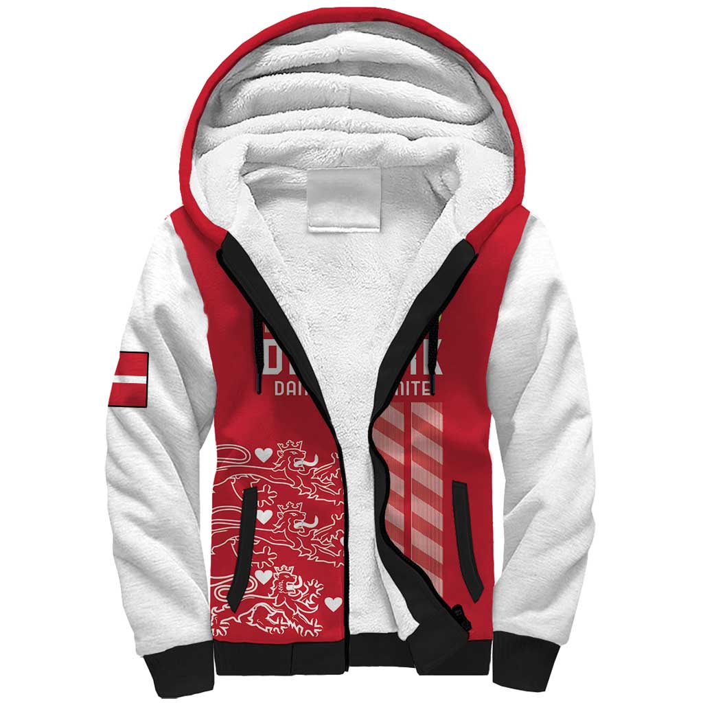 Custom Denmark Football Sherpa Hoodie Danish Dynamite Red Version