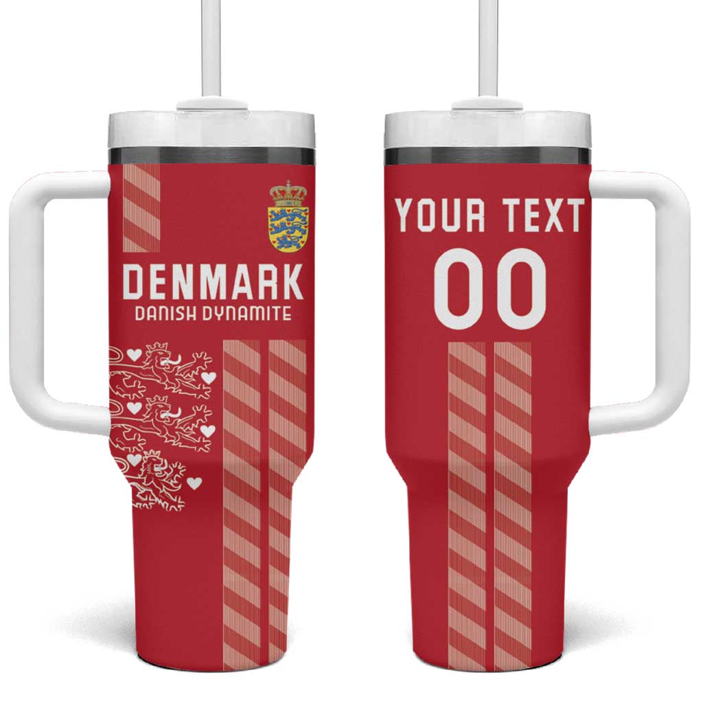 Custom Denmark Football Tumbler With Handle Danish Dynamite Red Version