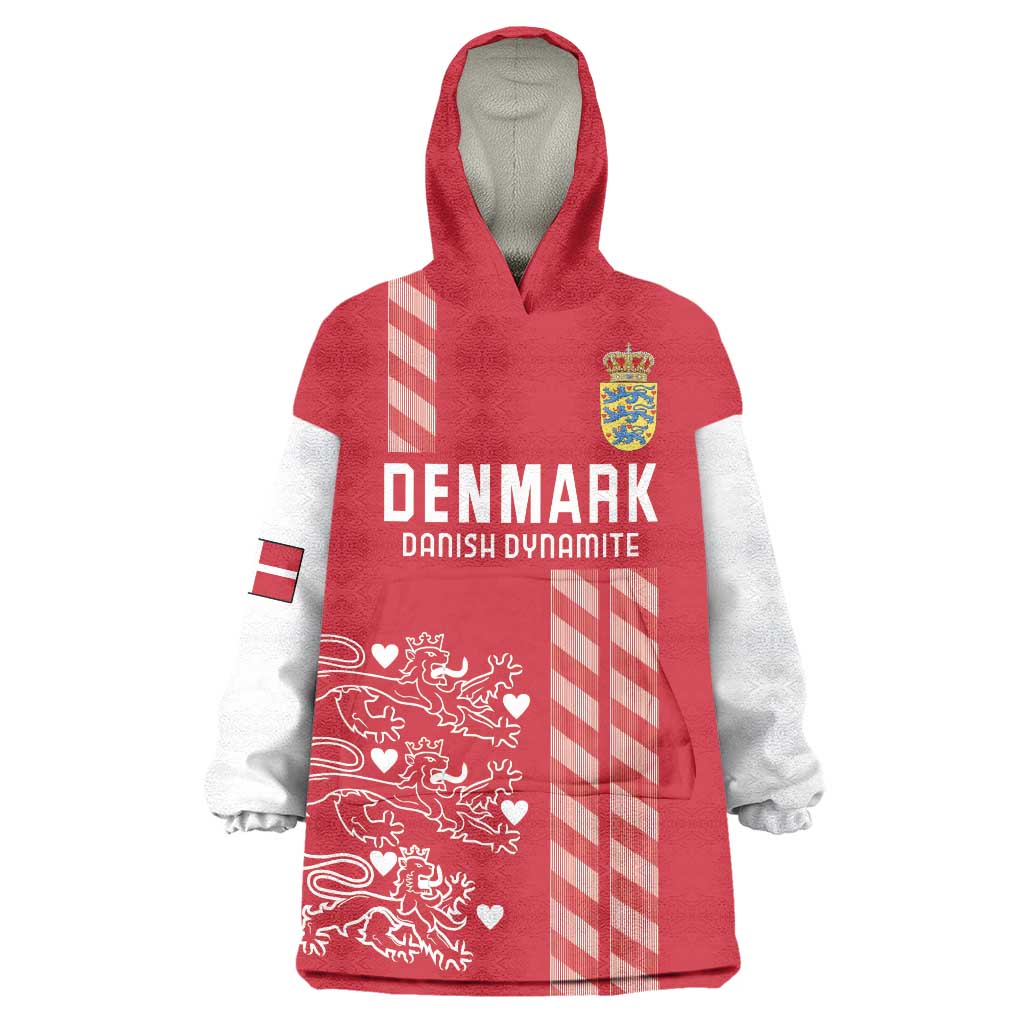 Custom Denmark Football Wearable Blanket Hoodie Danish Dynamite Red Version