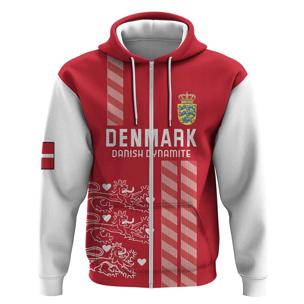 Custom Denmark Football Zip Hoodie Danish Dynamite Red Version