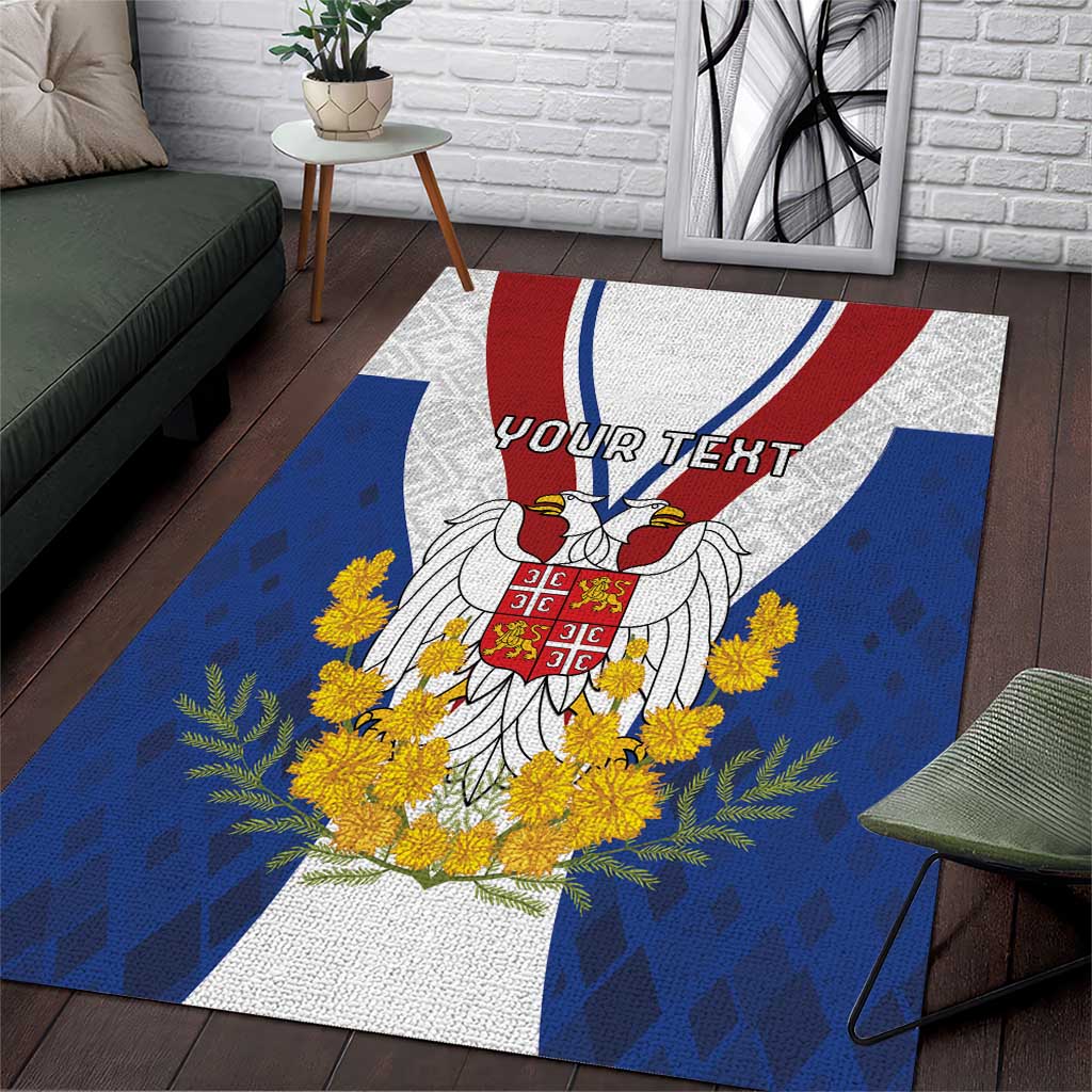 Personalized Serbia and Montenegro National Day Area Rug Coat Of Arms Flag Style Since1992