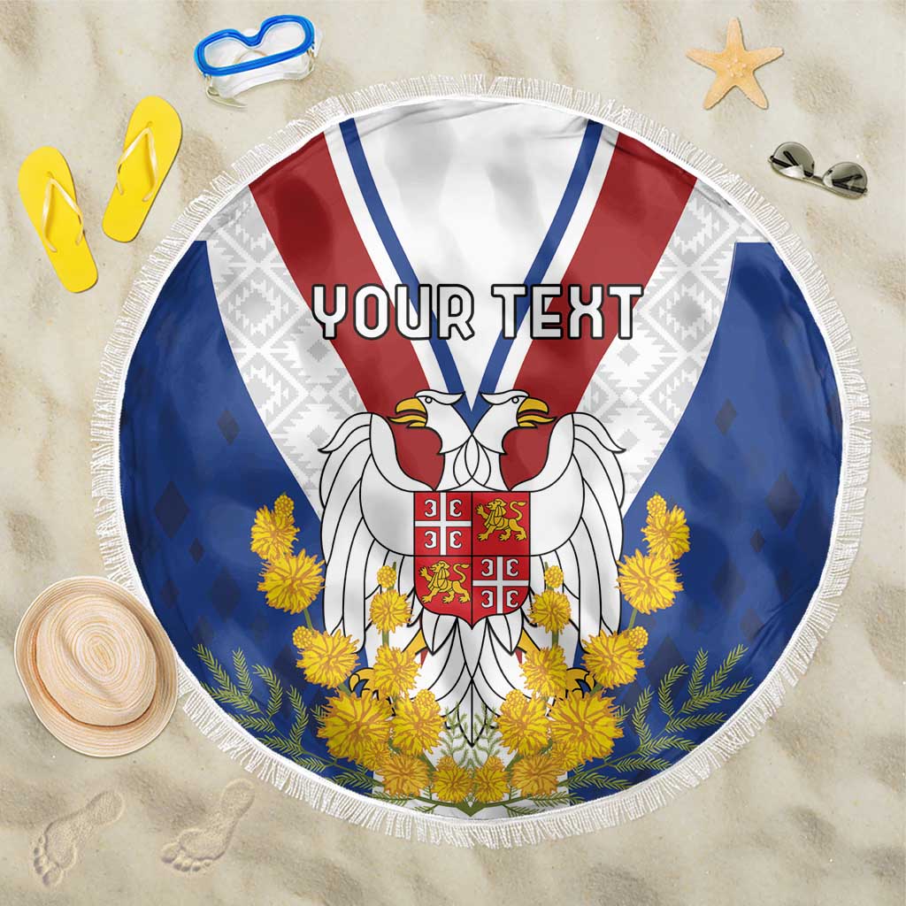 Personalized Serbia and Montenegro National Day Beach Blanket Coat Of Arms Flag Style Since1992