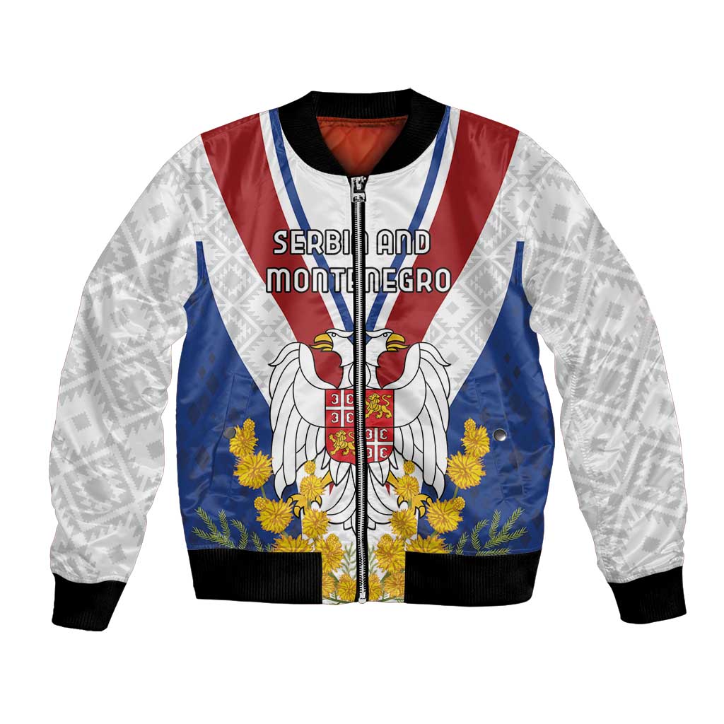 Personalized Serbia and Montenegro National Day Bomber Jacket Coat Of Arms Flag Style Since1992