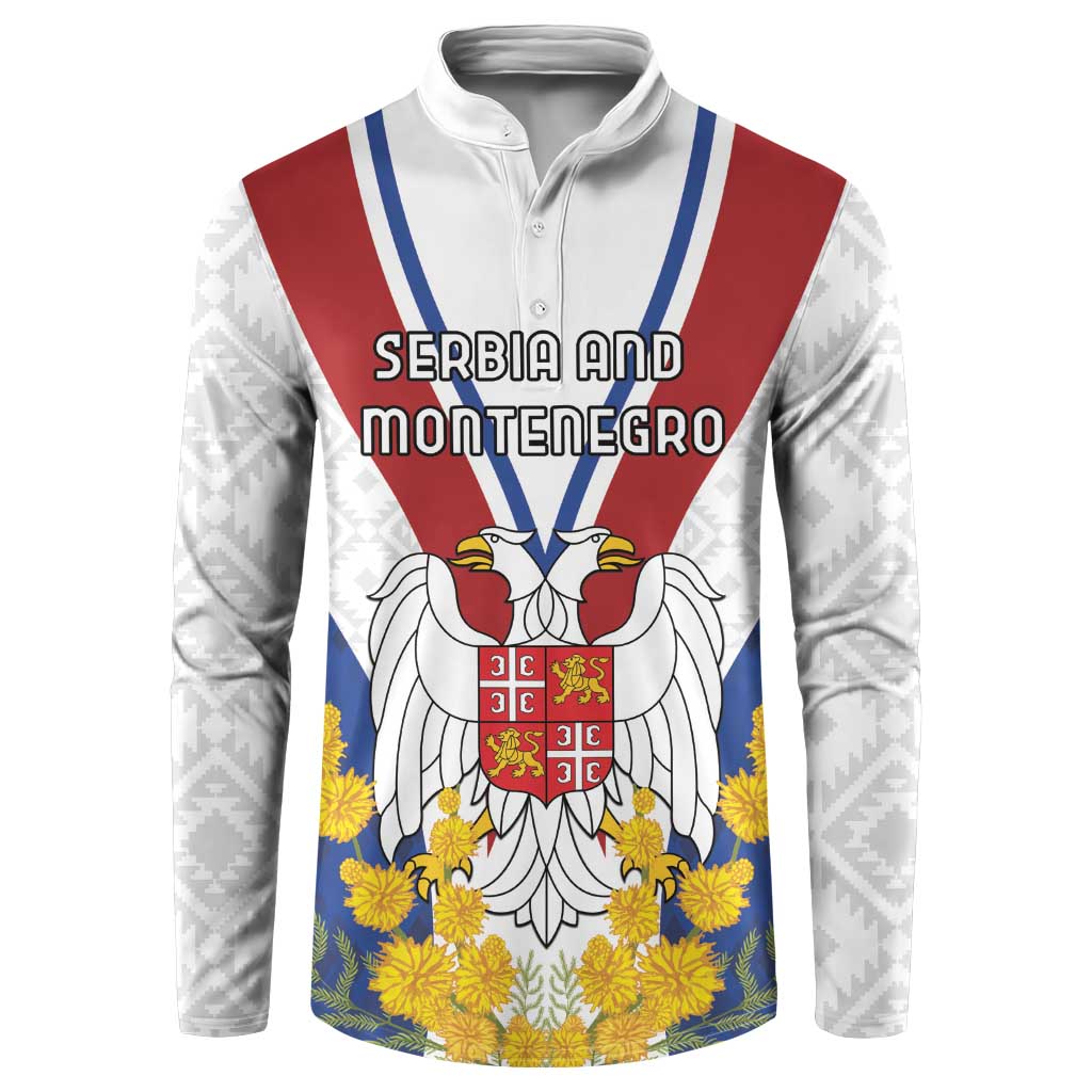 Personalized Serbia and Montenegro National Day Button Sweatshirt Coat Of Arms Flag Style Since1992