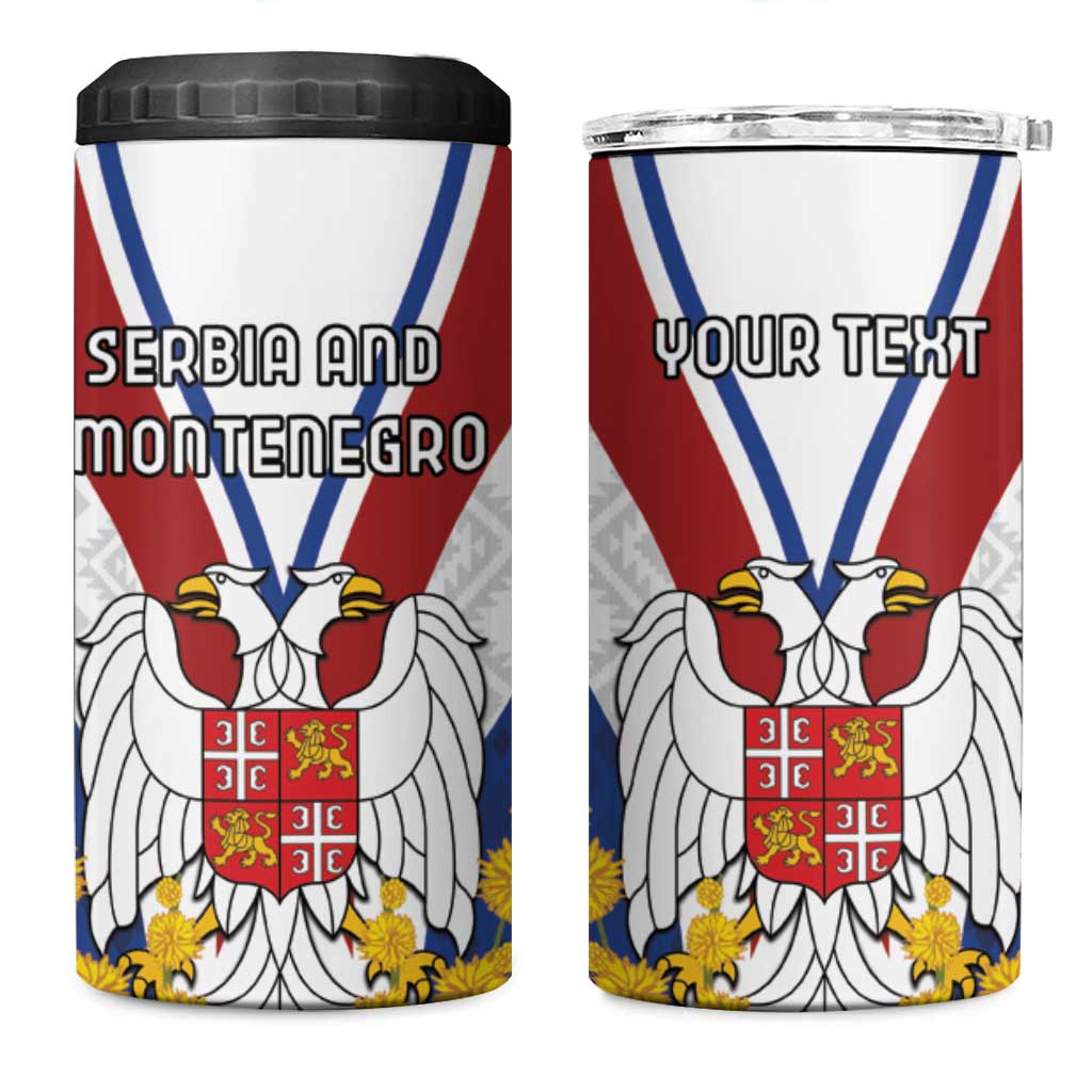 Personalized Serbia and Montenegro National Day 4 in 1 Can Cooler Tumbler Coat Of Arms Flag Style Since1992