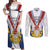 Personalized Serbia and Montenegro National Day Couples Matching Off Shoulder Maxi Dress and Long Sleeve Button Shirt Coat Of Arms Flag Style Since1992