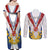 Personalized Serbia and Montenegro National Day Couples Matching Off Shoulder Maxi Dress and Long Sleeve Button Shirt Coat Of Arms Flag Style Since1992