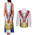 Personalized Serbia and Montenegro National Day Couples Matching Tank Maxi Dress and Long Sleeve Button Shirt Coat Of Arms Flag Style Since1992