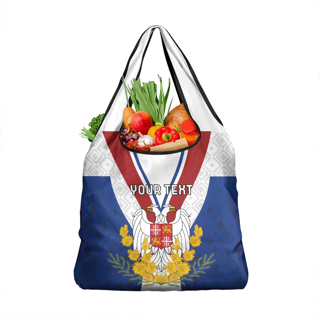 Personalized Serbia and Montenegro National Day Grocery Bag Coat Of Arms Flag Style Since1992