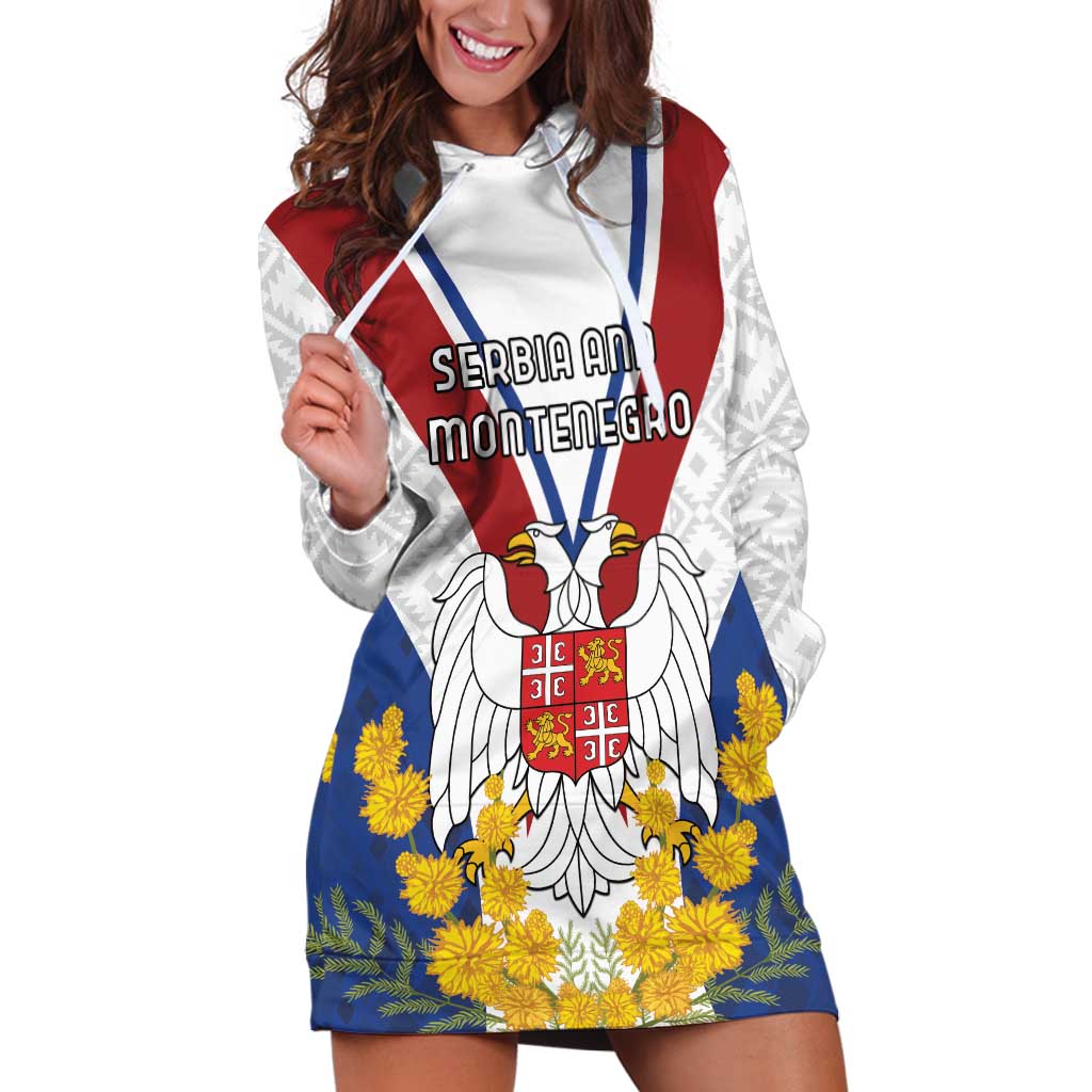 Personalized Serbia and Montenegro National Day Hoodie Dress Coat Of Arms Flag Style Since1992