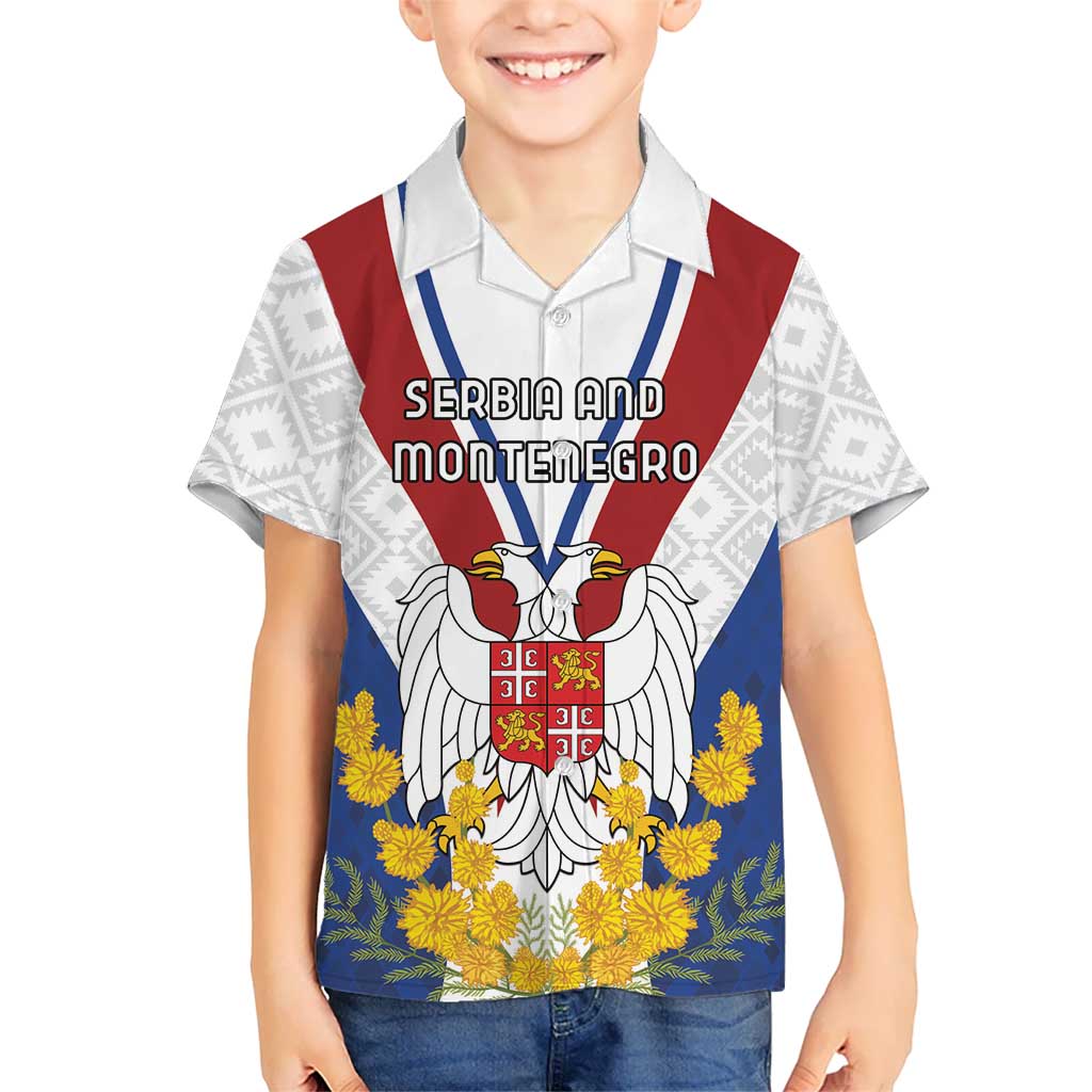 Personalized Serbia and Montenegro National Day Kid Hawaiian Shirt Coat Of Arms Flag Style Since1992