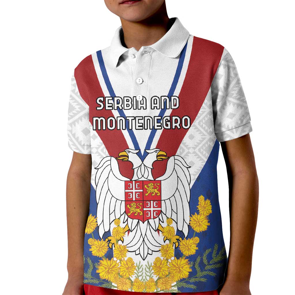 Personalized Serbia and Montenegro National Day Kid Polo Shirt Coat Of Arms Flag Style Since1992