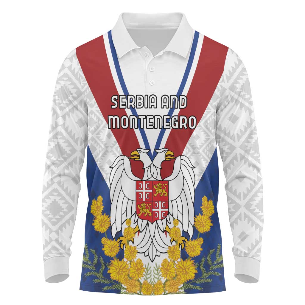 Personalized Serbia and Montenegro National Day Long Sleeve Polo Shirt Coat Of Arms Flag Style Since1992